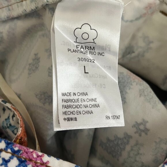 NWOT Farm Rio Romantic Bandanas Belted Shorts Women Sz L Hi Waist Cotton - Picture 7 of 10